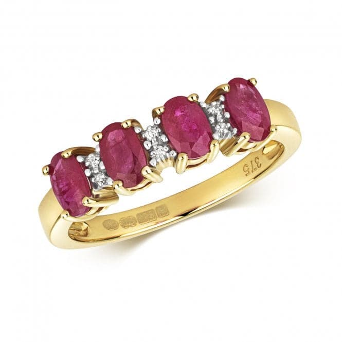 Diamond & 4 Oval Ruby Ring RD258RGemstones JewelleryRD258R/J