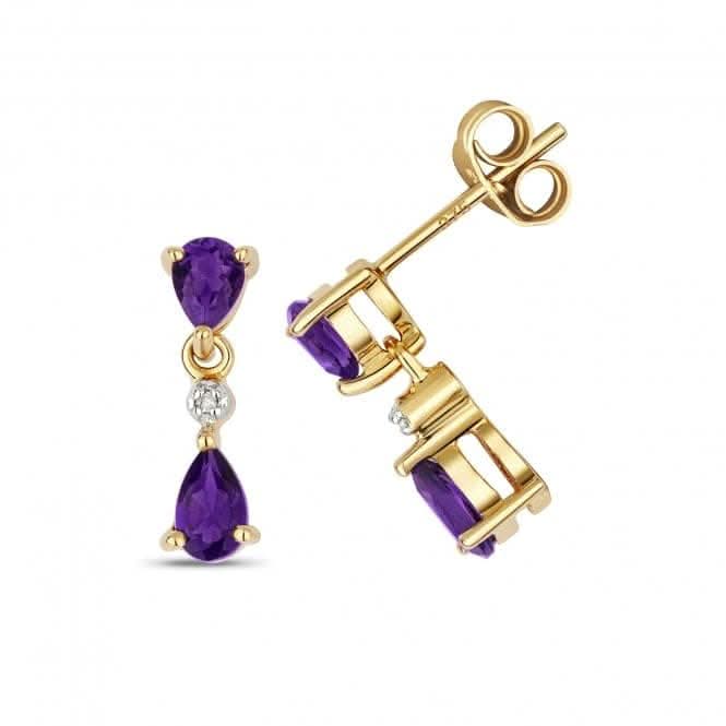 Diamond &amp; Amethyst Drop Earrings ED295AGemstones JewelleryED295A