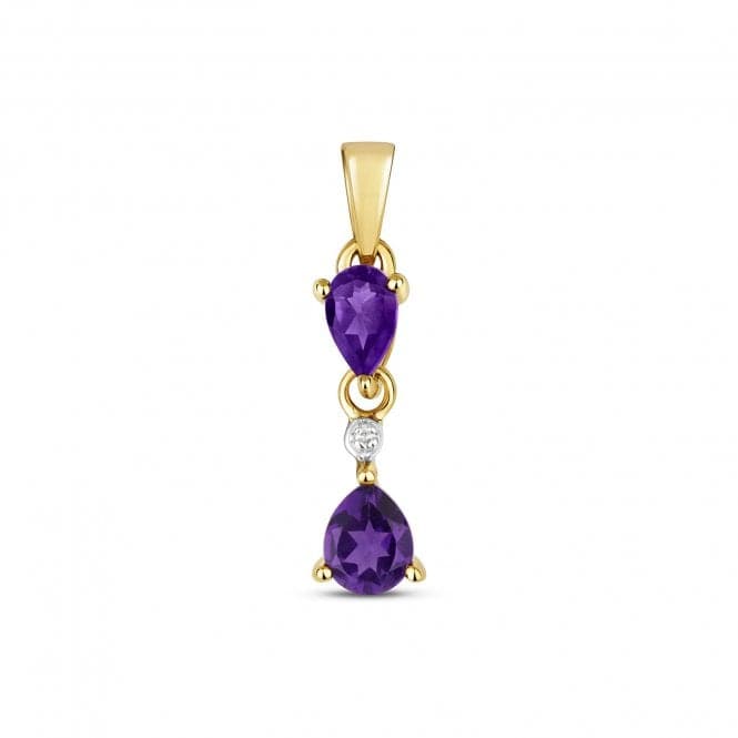 Diamond And Amethyst Drop Pendant PD267AGemstones JewelleryPD267A