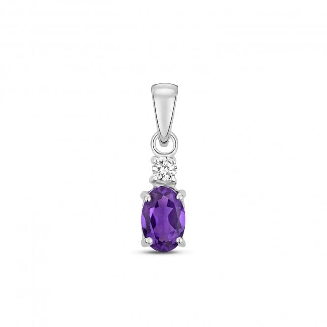 Diamond And Amethyst Oval Pendant PD240WAGemstones JewelleryPD240WA