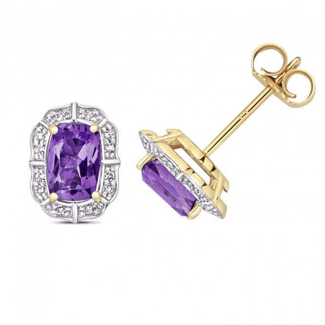 Diamond And Amethyst Stud Earrings ED264AGemstones JewelleryED264A