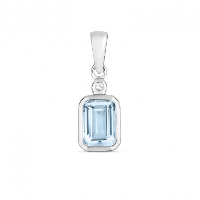 Diamond And Aquamarine Emerald Cut Pendant PD271WAQGemstones JewelleryPD271WAQ