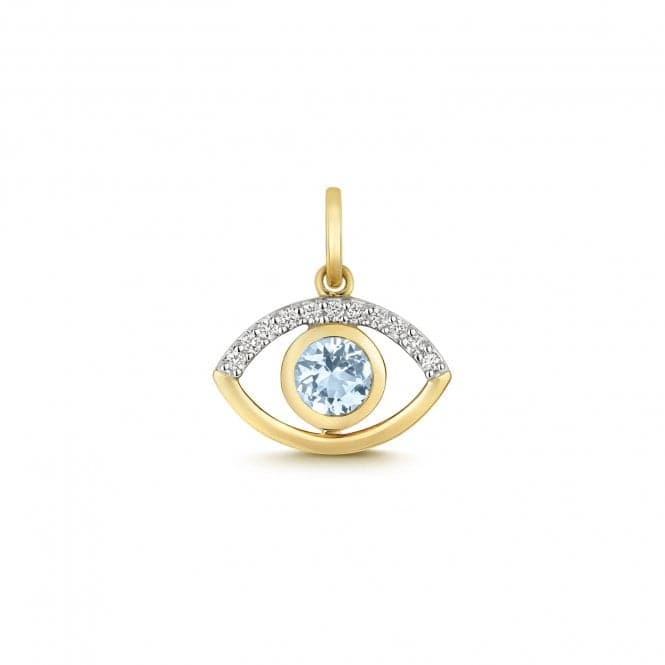 Diamond And Aquamarine Eye Pendant PD260AQGemstones JewelleryPD260AQ