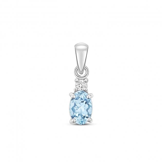 Diamond And Aquamarine Oval Pendant PD240WAQGemstones JewelleryPD240WAQ