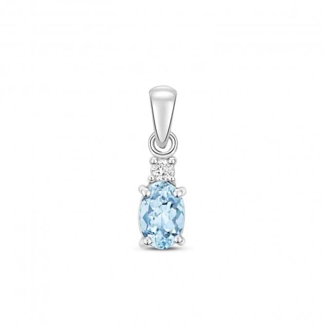 Diamond And Aquamarine Oval Pendant PD240WAQGemstones JewelleryPD240WAQ