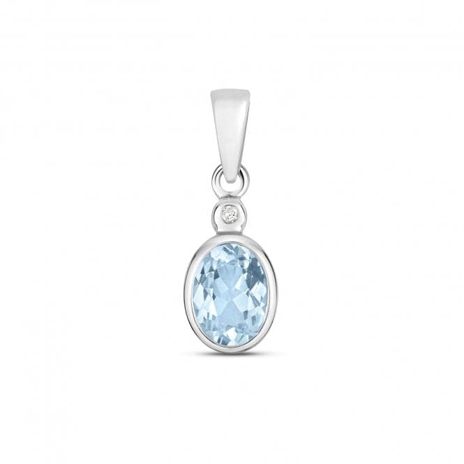 Diamond And Aquamarine Oval Pendant PD270WAQGemstones JewelleryPD270WAQ