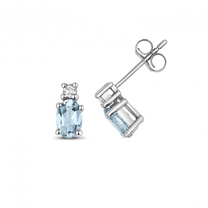 Diamond And Aquamarine Oval Stud Earrings ED249WAQGemstones JewelleryED249WAQ