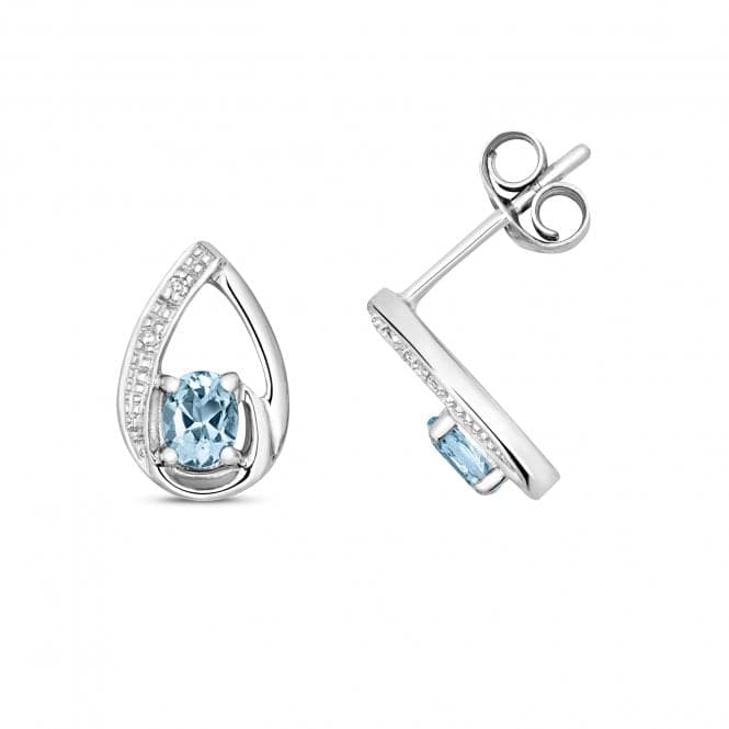 Diamond And Aquamarine Stud Earrings ED262WAQGemstones JewelleryED262WAQ