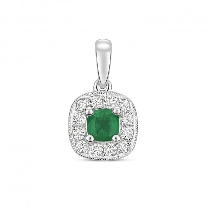 Diamond And Emerald Cushion Pendant PD242WEGemstones JewelleryPD242WE