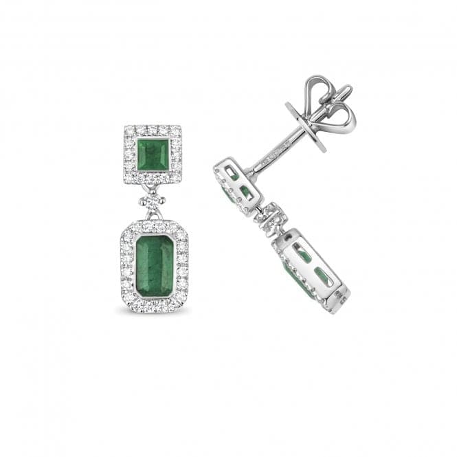 Diamond And Emerald Drop Earrings ED253WEGemstones JewelleryED253WE