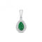 Diamond And Emerald Halo Pear Pendant PD239WEGemstones JewelleryPD239WE