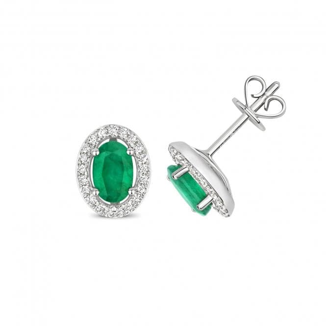 Diamond And Emerald Halo Stud Earrings ED247WEGemstones JewelleryED247WE