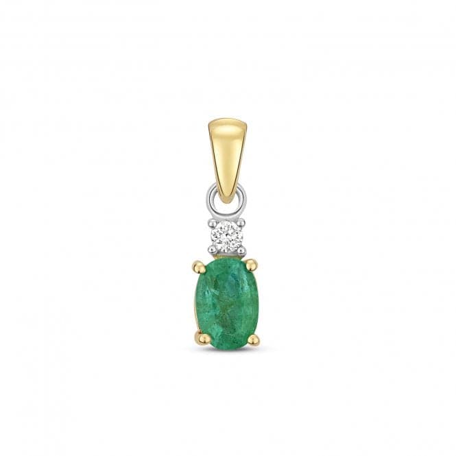 Diamond And Emerald Oval Pendant PD240EGemstones JewelleryPD240E