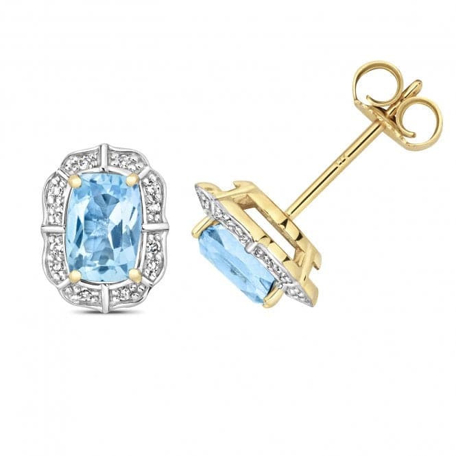 Diamond And Light Swiss Blue Topaz Stud Earrings ED264BTGemstones JewelleryED264BT