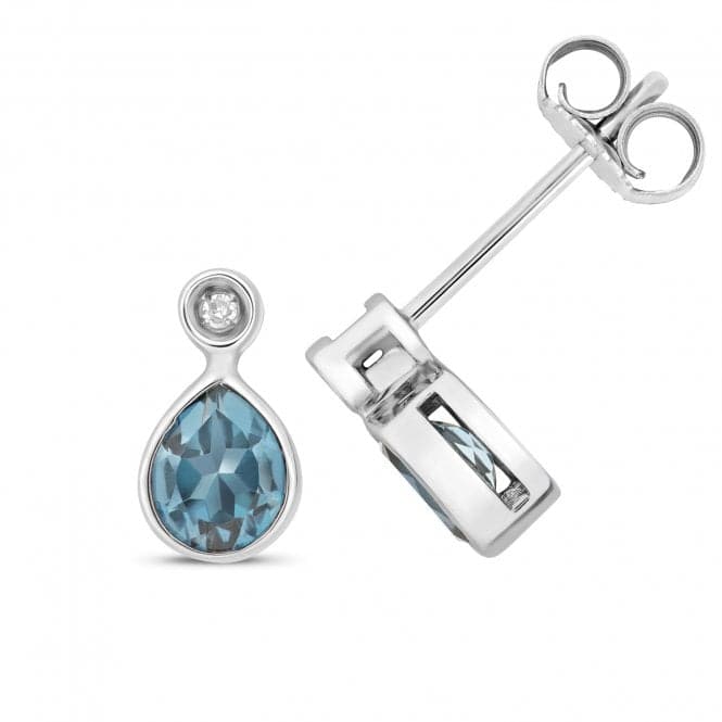 Diamond And London Blue Topaz Stud Earrings ED259WLBGemstones JewelleryED259WLB