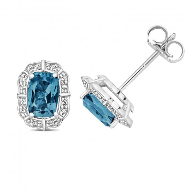 Diamond And London Blue Topaz Stud Earrings ED264WLBGemstones JewelleryED264WLB