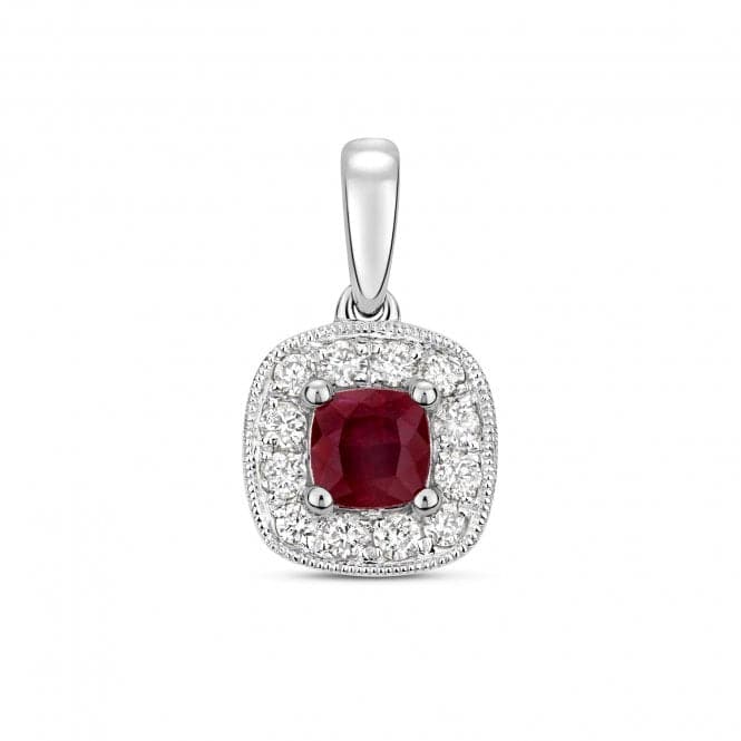 Diamond And Ruby Cushion Pendant PD242WRGemstones JewelleryPD242WR