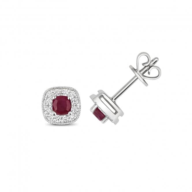 Diamond And Ruby Cushion Stud Earrings ED252WRGemstones JewelleryED252WR