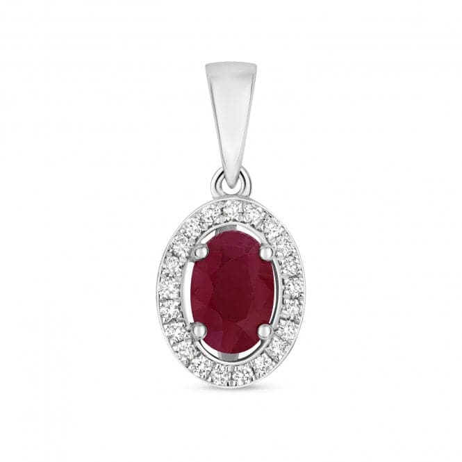 Diamond And Ruby Halo Oval Pendant PD238WRGemstones JewelleryPD238WR