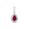 Diamond And Ruby Halo Pear Pendant PD239WRGemstones JewelleryPD239WR