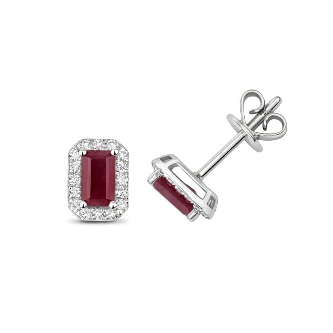 Diamond And Ruby Octagon Stud Earrings ED251WRGemstones JewelleryED251WR