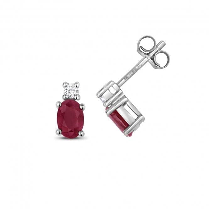 Diamond And Ruby Oval Stud Earrings ED249WRGemstones JewelleryED249WR