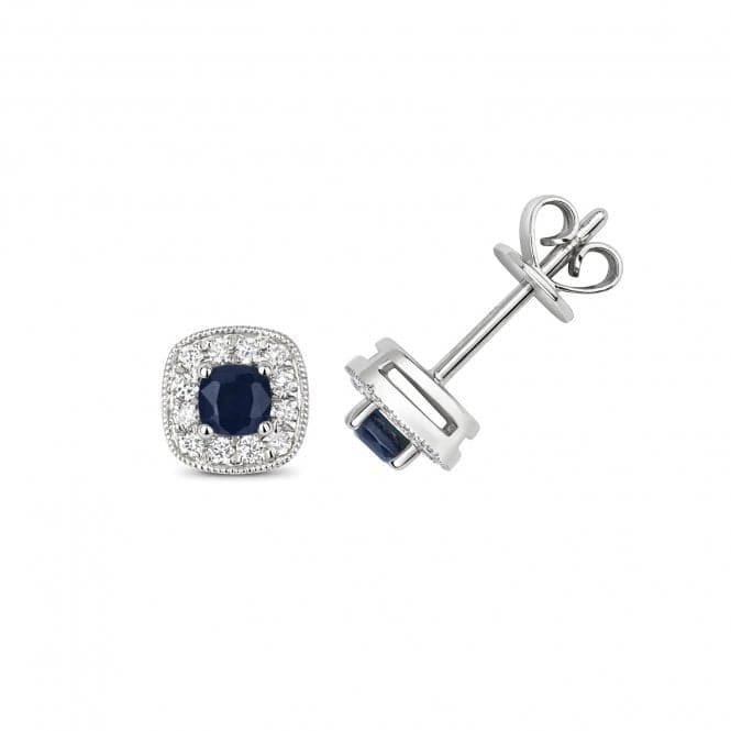 Diamond And Sapphire Cushion Stud Earrings ED252WSGemstones JewelleryED252WS