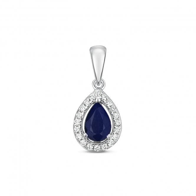 Diamond And Sapphire Halo Opear Pendant PD239WSGemstones JewelleryPD239WS