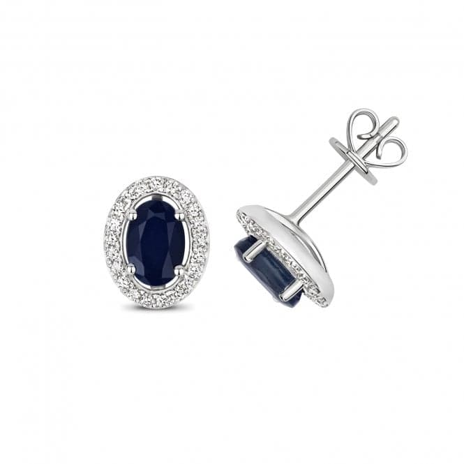 Diamond And Sapphire Halo Stud Earrings ED247WSGemstones JewelleryED247WS