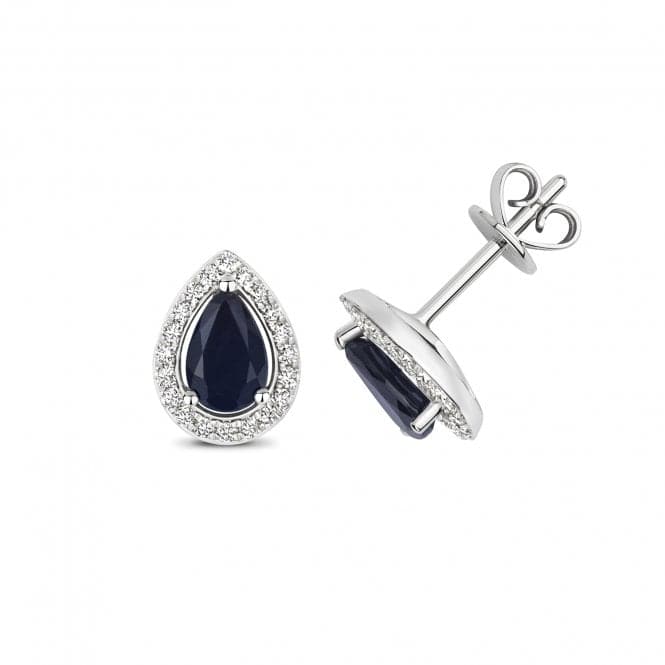 Diamond And Sapphire Halo Stud Opear Earrings ED248WSGemstones JewelleryED248WS