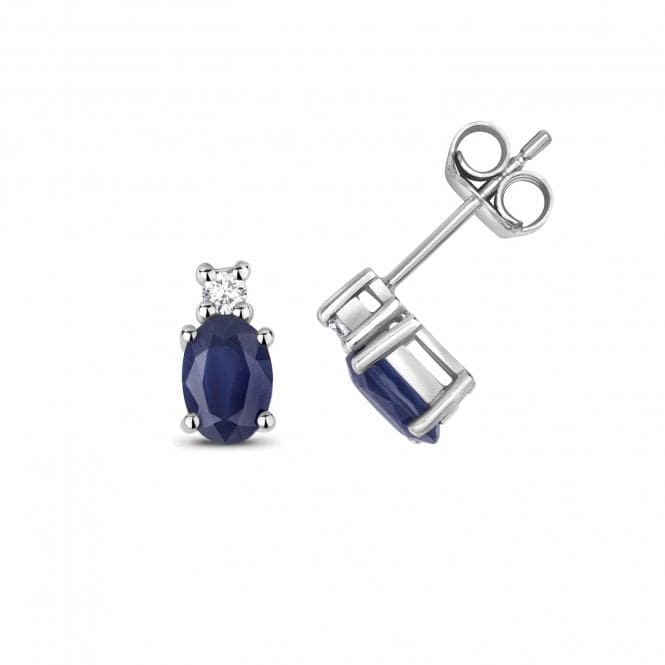 Diamond And Sapphire Oval Stud Earrings ED249WSGemstones JewelleryED249WS