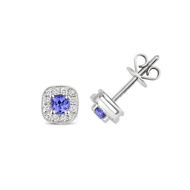 Diamond And Tanzanite Cushion Stud Earrings ED252WTGemstones JewelleryED252WT