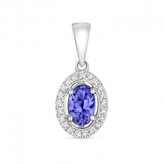 Diamond And Tanzanite Halo Oval Pendant PD238WTGemstones JewelleryPD238WT