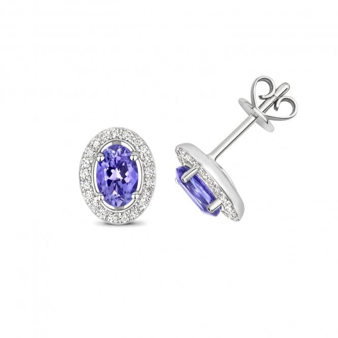 Diamond And Tanzanite Halo Stud Oval Earrings ED247WTGemstones JewelleryED247WT