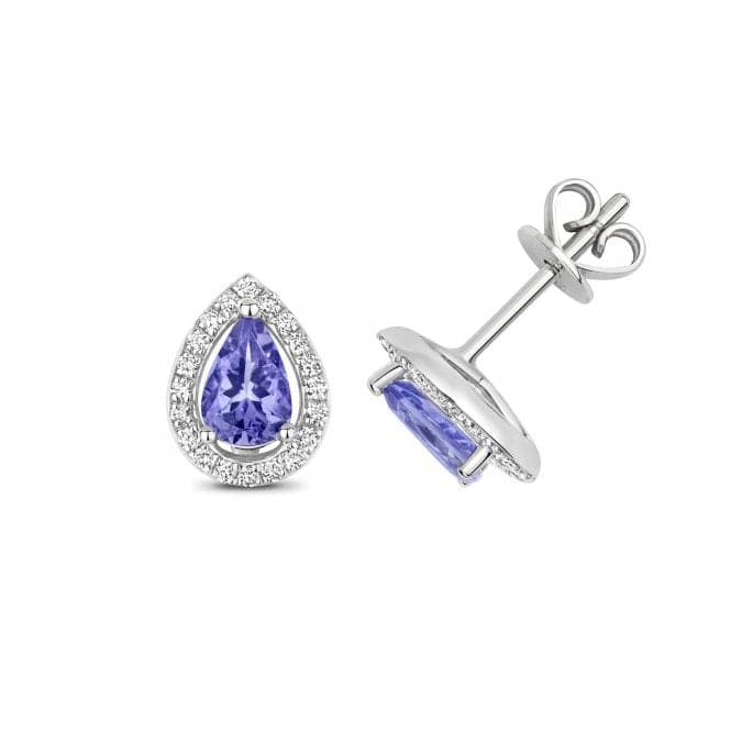 Diamond And Tanzanite Halo Stud Pear Earrings ED248WTGemstones JewelleryED248WT