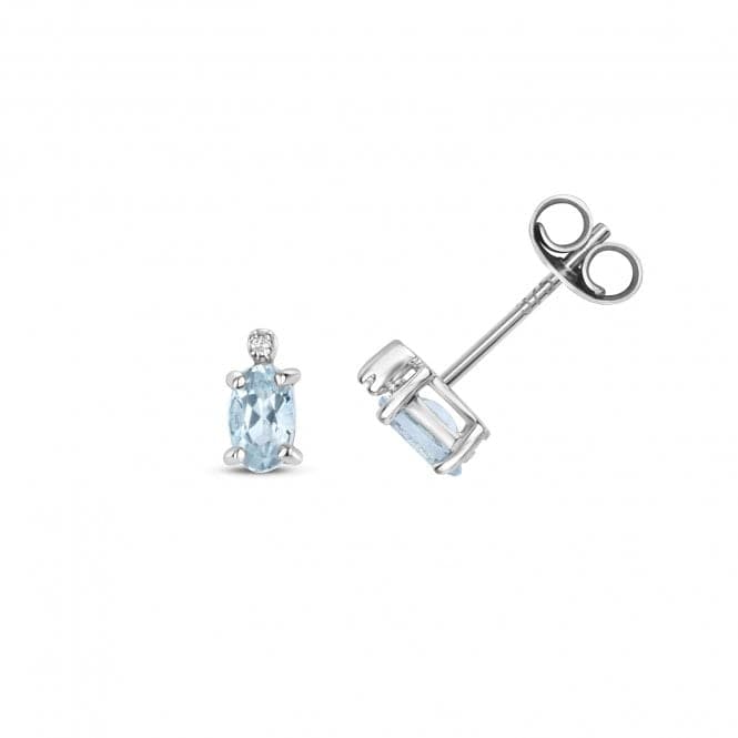 Diamond & Aquamarine Earring Stud Earrings ED400WAQGemstones JewelleryED400WAQ