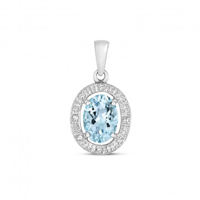 Diamond & Aquamarine Halo Pendant PD251WAQGemstones JewelleryPD251WAQ