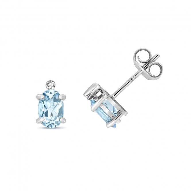 Diamond & Aquamarine Stud Earrings ED268WAQGemstones JewelleryED268WAQ