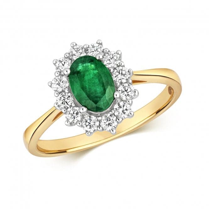 Diamond Cluster Oval Emerald Ring RDQ430EGemstones JewelleryRDQ430E/J