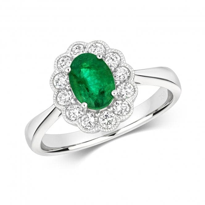 Diamond Cluster Oval Emerald Ring RDQ432WEGemstones JewelleryRDQ432WE/J