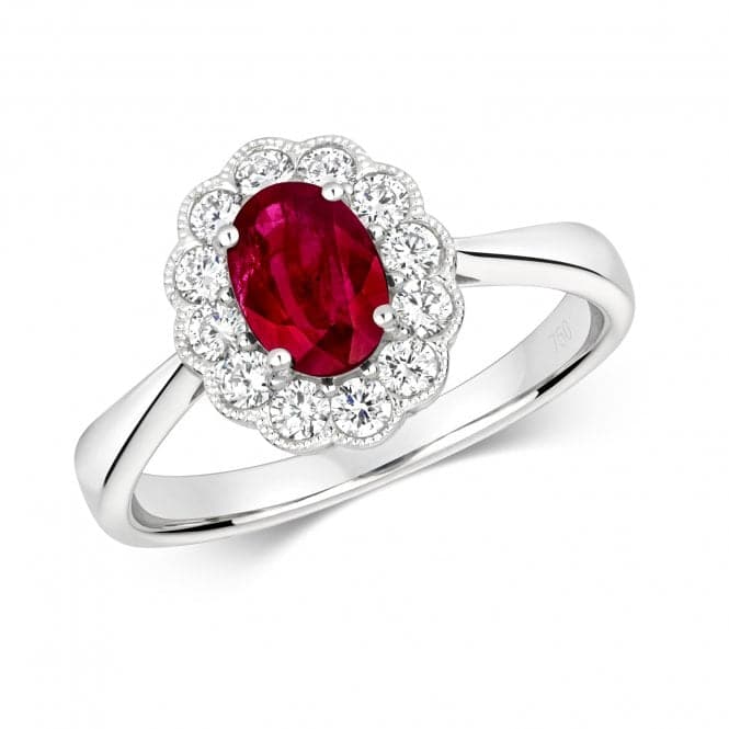 Diamond Cluster Oval Ruby Ring RDQ432WRGemstones JewelleryRDQ432WR/J