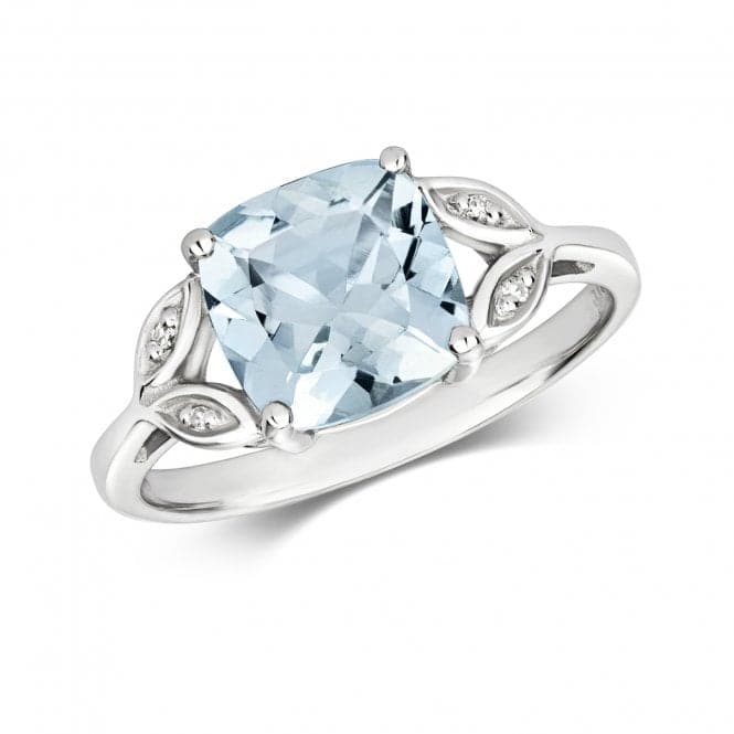 Diamond & Cushion Cut Aqua White Gold Ring RD209WAQGemstones JewelleryRD209WAQ/J