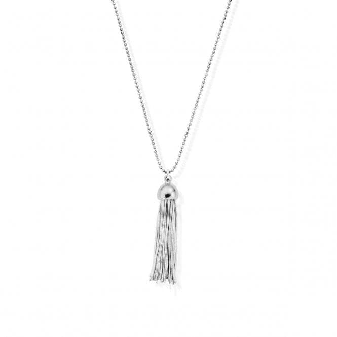 Diamond Cut Chain Silver Cap Tassel Pendant SCDC21197ChloBoSCDC21197