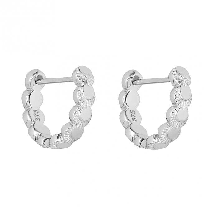 Diamond Cut Crescent Detail Circle Hoop White Gold Earrings GE2424Elements GoldGE2424