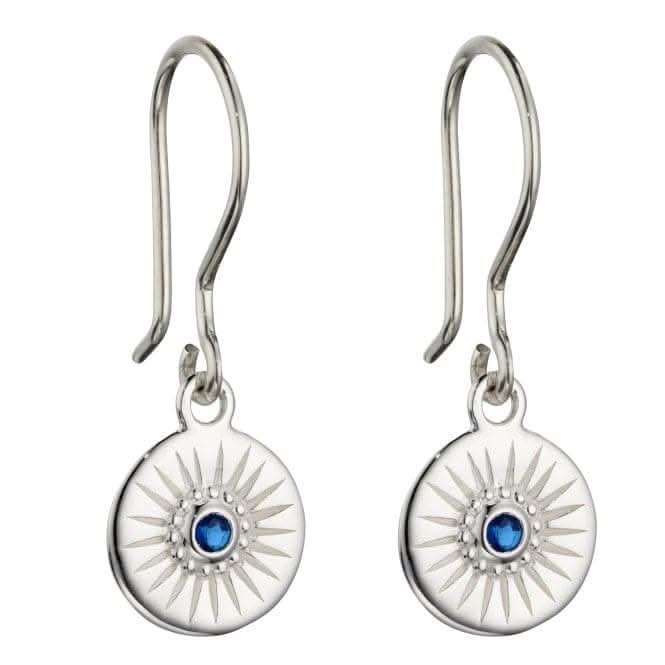Diamond Cut Disc Drop Earrings with Sapphire Blue Crystal E6003LBeginningsE6003L