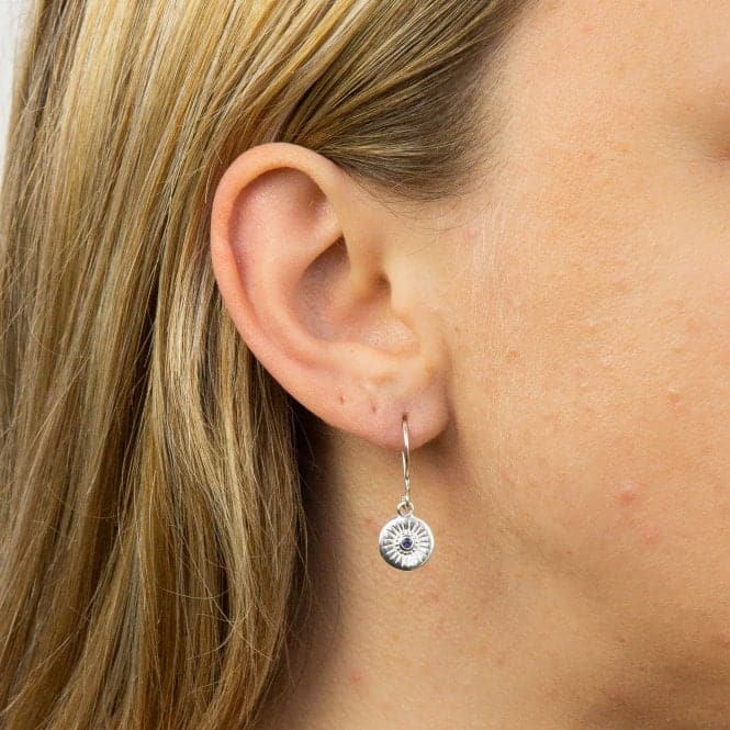 Diamond Cut Disc Drop Earrings with Sapphire Blue Crystal E6003LBeginningsE6003L