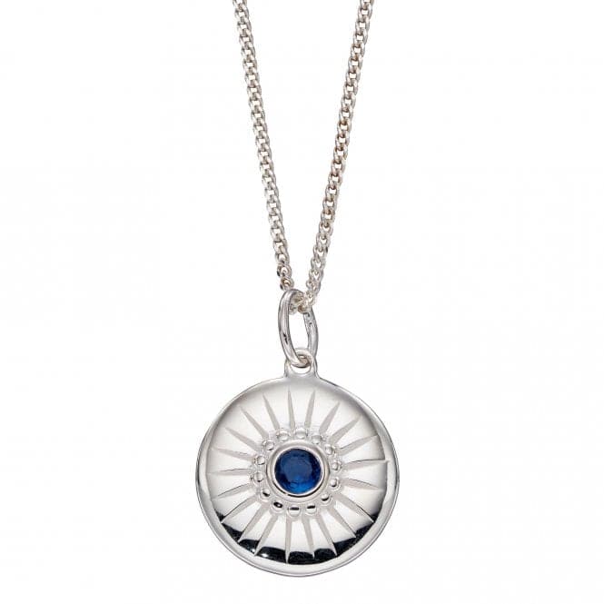 Diamond Cut Disc Pendant with Sapphire Blue Crystal P4971LBeginningsP4971L