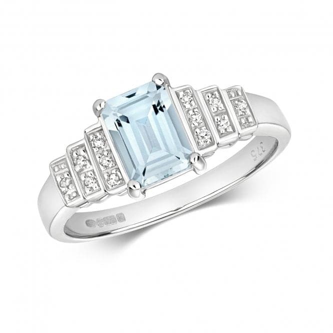 Diamond & Emerald Cut Aqua Ring RD297WAQGemstones JewelleryRD297WAQ/J