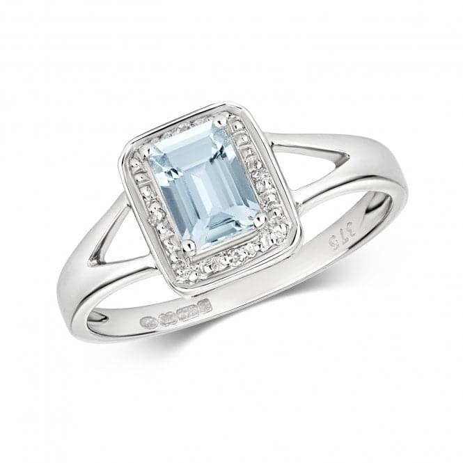 Diamond & Emerald Cut Aqua White Gold Ring RD206WAQGemstones JewelleryRD206WAQ/K