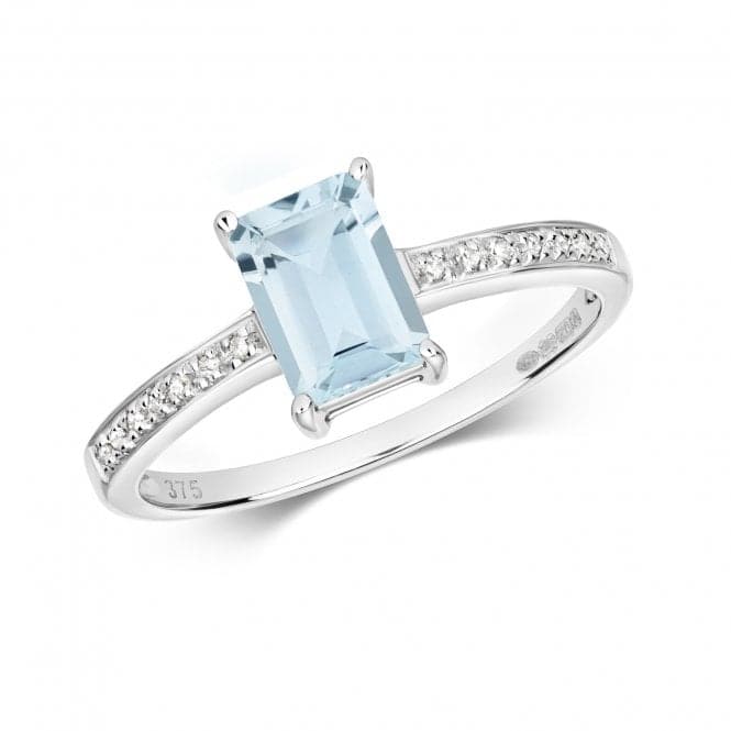 Diamond & Emerald Cut Aqua White Gold Ring RD208WAQGemstones JewelleryRD208WAQ/J